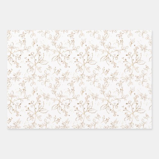 Elegantes Gold Floral Muster Geschenkpapier Set (Vorderseite)