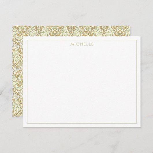 Elegantes Gold Floral Muster Mitteilungskarte (Vorne/Hinten)