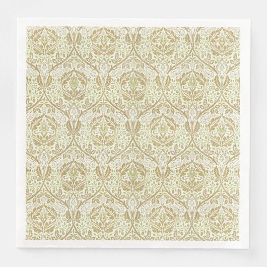 Elegantes Gold Floral Muster Serviette (Vorderseite)