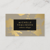 Elegantes Gold Floral Muster Tan Designer Visitenkarte (Vorderseite)