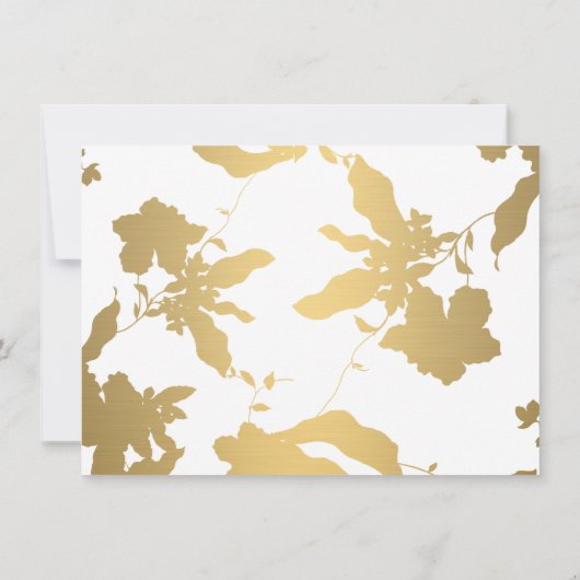 Elegantes Gold Floral Muster Weißes Geschenkgutsch (Rückseite)