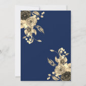 Elegantes Gold Floral Navy Blue Brautparty Einladu Einladung (Rückseite)