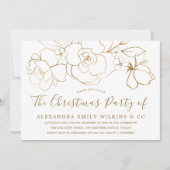 Elegantes Gold Floral Office Familienweihnachtsfes Einladung (Vorderseite)