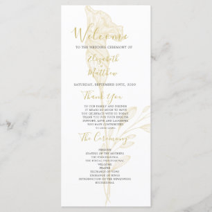 Elegantes Gold Floral Script Simple Wedding Progra Programm