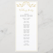 Elegantes Gold Floral Script Simple Wedding Progra Programm (Rückseite)