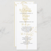 Elegantes Gold Floral Script Simple Wedding Progra Programm (Vorne/Hinten)