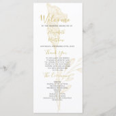 Elegantes Gold Floral Script Simple Wedding Progra Programm (Vorderseite)
