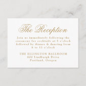 Elegantes Gold Floral Wappen Hochzeit Empfang Begleitkarte (Vorderseite)