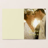 Elegantes Gold Floral Wedding Foto Vielen Dank Folienkarte (Innenseite)
