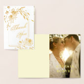 Elegantes Gold Floral Wedding Foto Vielen Dank Folienkarte (Anzeige)
