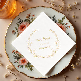 Elegantes Gold Floral Wreat Baby Shower Party Ange Servietten Mit Folie