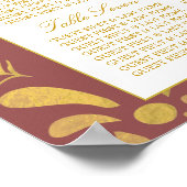 Elegantes Gold Floral Wreath Wedding Chart Poster (Ecke)