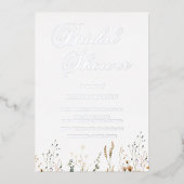 Elegantes Gold Foil Brautparty mit Wildblumen Folieneinladung (Vorderseite)