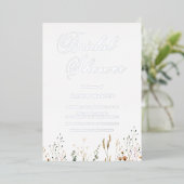 Elegantes Gold Foil Brautparty mit Wildblumen Folieneinladung (Stehend vorne)