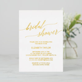 Elegantes Gold Foil Calligrafy Brautparty Folieneinladung