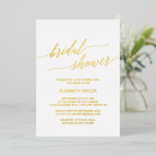 Elegantes Gold Foil Calligrafy Brautparty Folieneinladung