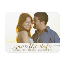 Elegantes Gold Foil Calligrafy Save the Date Foto Magnet