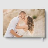 Elegantes Gold Foil Calligraphy Foto Wedding Gästebuch (Rückseite)