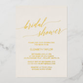 Elegantes Gold Foil Calligraphy Ivory Brautparty Folieneinladung (Vorderseite)