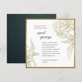 ELEGANTES GOLD FOIL FLORAL BRAUTPARTY INVVIERT DANKESKARTE