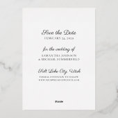 Elegantes Gold Foil Foto Save the Date Hochzeitska Folieneinladung (Rückseite)