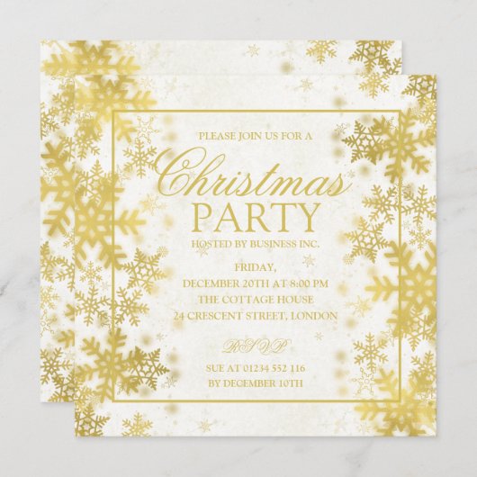 Elegantes Gold Foil Frische Pasta machen Snowflake Einladung (Vorne/Hinten)