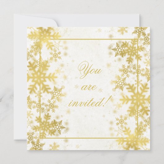 Elegantes Gold Foil Frische Pasta machen Snowflake Einladung (Rückseite)