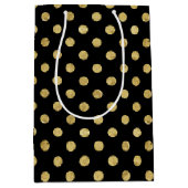 Elegantes Gold Foil Polka Dot Pattern - Gold & Bla Mittlere Geschenktüte (Vorderseite)