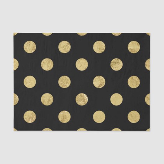 Elegantes Gold Foil Polka Dot Pattern - Gold & Bla Seidenpapier (Vorderseite)