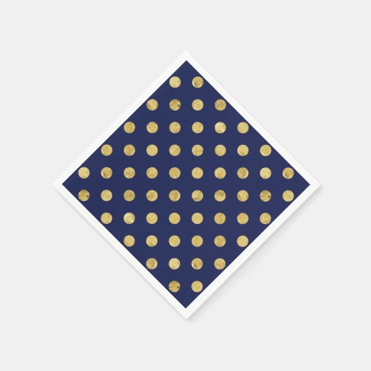 Elegantes Gold Foil Polka Dot Pattern - Gold & Bla Serviette (Ecke)