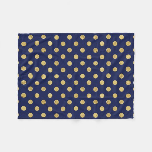 Elegantes Gold Foil Polka Dot Pattern - Gold & Blu Fleecedecke (Vorderseite (Horizontal))