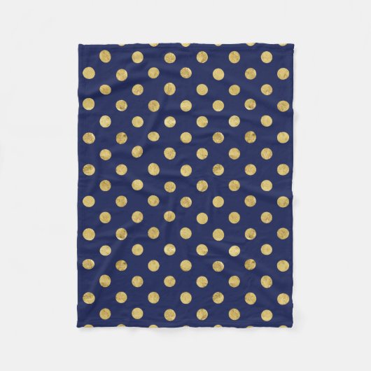 Elegantes Gold Foil Polka Dot Pattern - Gold & Blu Fleecedecke (Vorderseite)