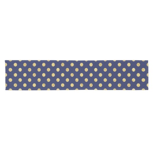 Elegantes Gold Foil Polka Dot Pattern - Gold & Blu Kurzer Tischläufer (Horizontal)