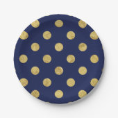 Elegantes Gold Foil Polka Dot Pattern - Gold & Blu Pappteller (Vorderseite)