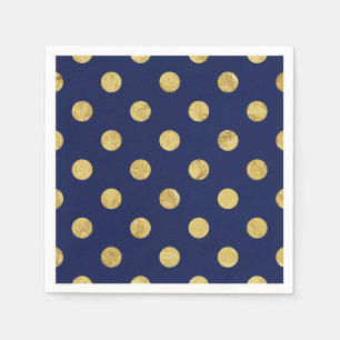 Elegantes Gold Foil Polka Dot Pattern - Gold & Blu Serviette