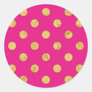 Elegantes Gold Foil Polka Dot Pattern - Gold & Pin Runder Aufkleber