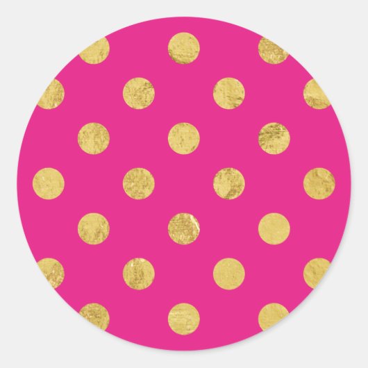Elegantes Gold Foil Polka Dot Pattern - Gold & Pin Runder Aufkleber (Vorderseite)