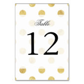 Elegantes Gold Foil Polka Dot Pattern - Gold & Wei Tischnummer (Rückseite)