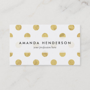 Elegantes Gold Foil Polka Dot Pattern - Gold & Wei Visitenkarte