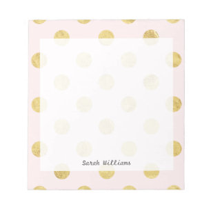 Elegantes Gold Foil Polka Dot Pattern - Rosa & Gol Notizblock