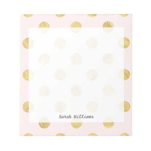 Elegantes Gold Foil Polka Dot Pattern - Rosa & Gol Notizblock (Vorderseite)