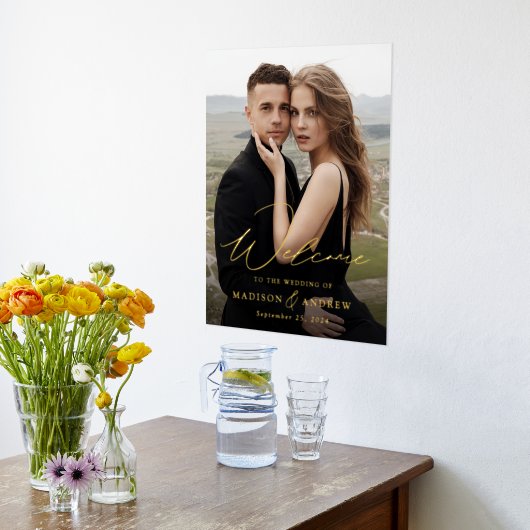 Elegantes Gold Foil Script Begrüßung Begrüßung Foliendrucke (Ablage(Küche))