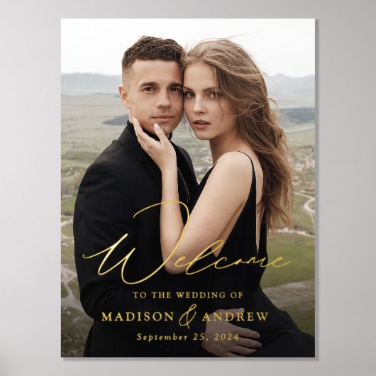 Elegantes Gold Foil Script Begrüßung Begrüßung Foliendrucke (Vorderseite)