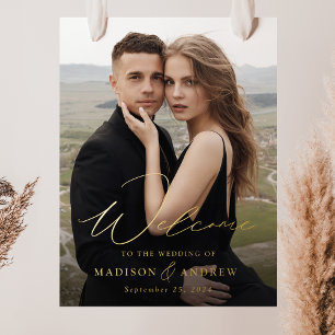 Elegantes Gold Foil Script Begrüßung Begrüßung Foliendrucke