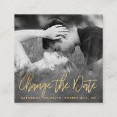 Elegantes Gold Foil Script-Foto ändert das Datum Begleitkarte (Vorderseite)