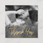 Elegantes Gold Foil Script Foto Vielen Dank Begleitkarte (Vorderseite)