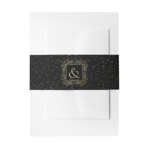 Elegantes Gold Foil Scrollwork Skript für Schwarz Einladungsbanderole