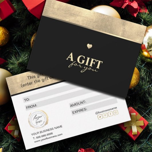 Elegantes Gold Foil und Black Gift Certificate