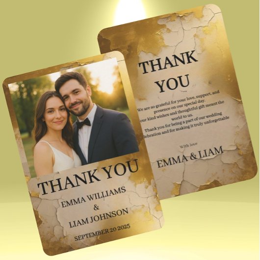 Elegantes Gold Foil Wedding Foto Danke Karte