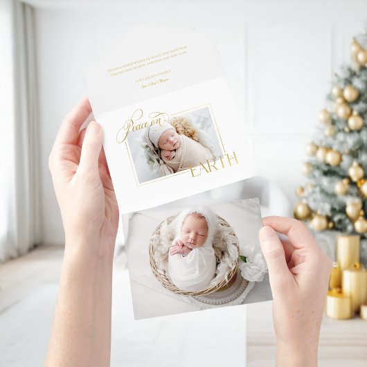 Elegantes Gold Foil Weltfrieden Foto All-in-One-Einladung